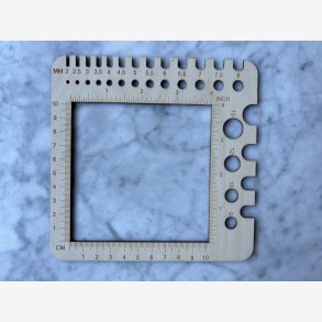 Strikkefasthedsramme og pindemler 15x15 cm.