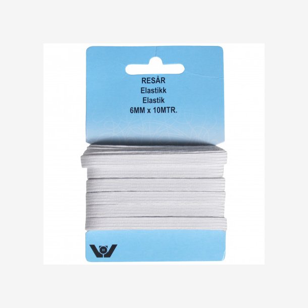 Elastik 6 mm 10 m hvid